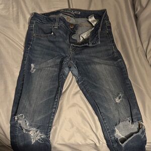 American Eagle Outfitters Distressed Ankle Jeans - Blue